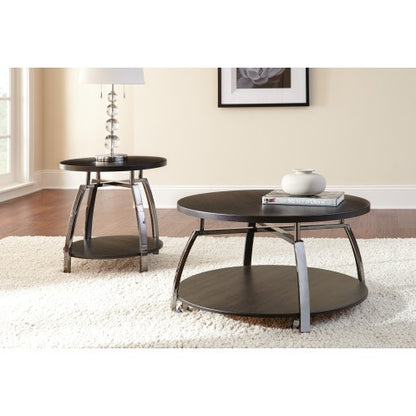Crofton Round Cocktail Table with Casters, Black | Viva