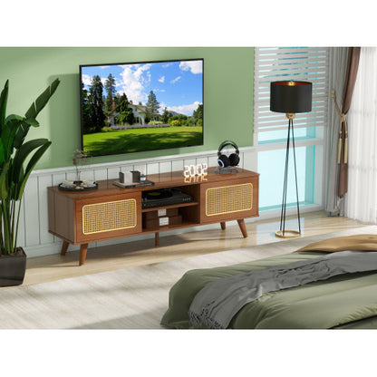 Mid Century Modern Rattan TV Stan , Entertainment Cabinet