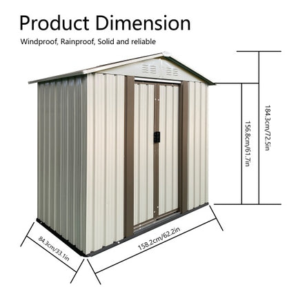 Outdoor Storage Garden Shed 5ft x 3ft - Durable & Weather-Resistant White Metal Shed