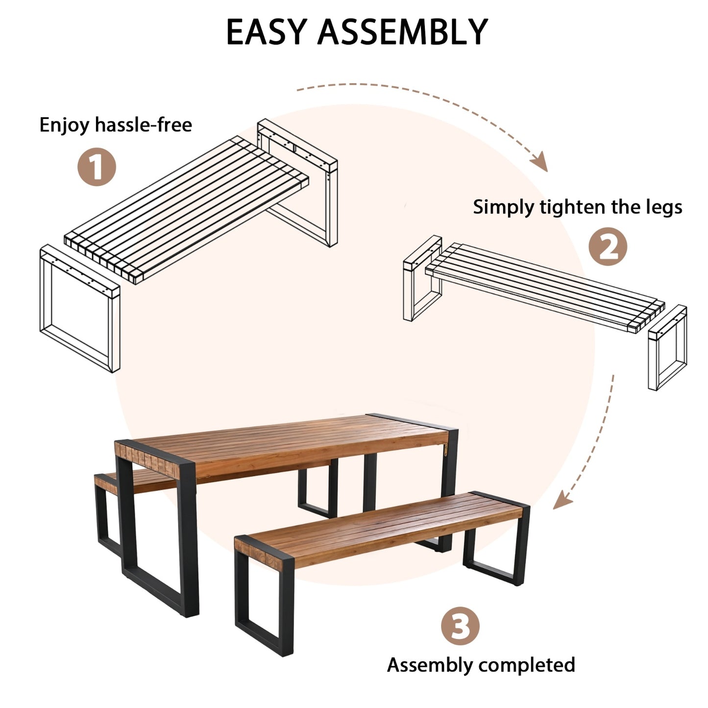 Viva Solstice 3-Piece Outdoor Dining Set