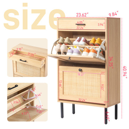 Viva Essentials – Rattan Shoe Cabinet with Drawstring & Dual Compartments