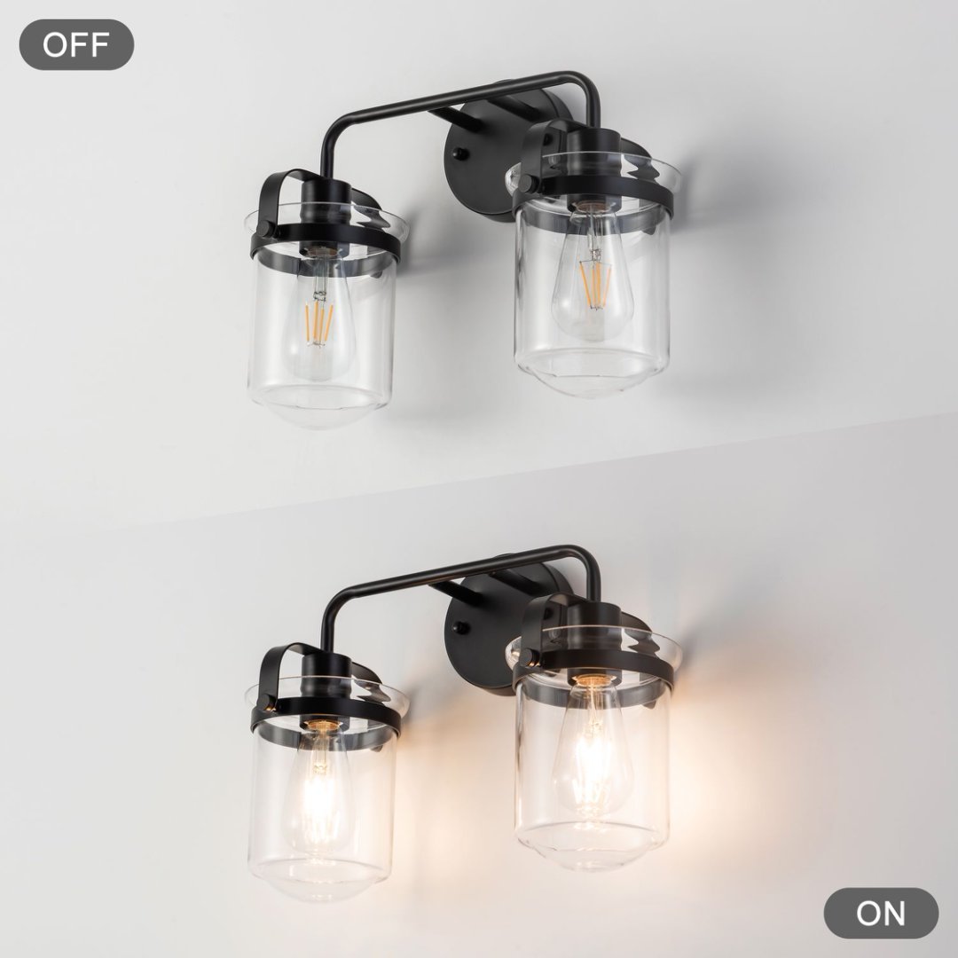 Viva Lúmina™ 2-Light Clear Glass Shade Modern Sconce – Illuminate with Sophisticated Simplicity
