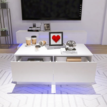 High-Gloss LED Coffee Table with Storage & Bluetooth Control – Elevate Your Living Space