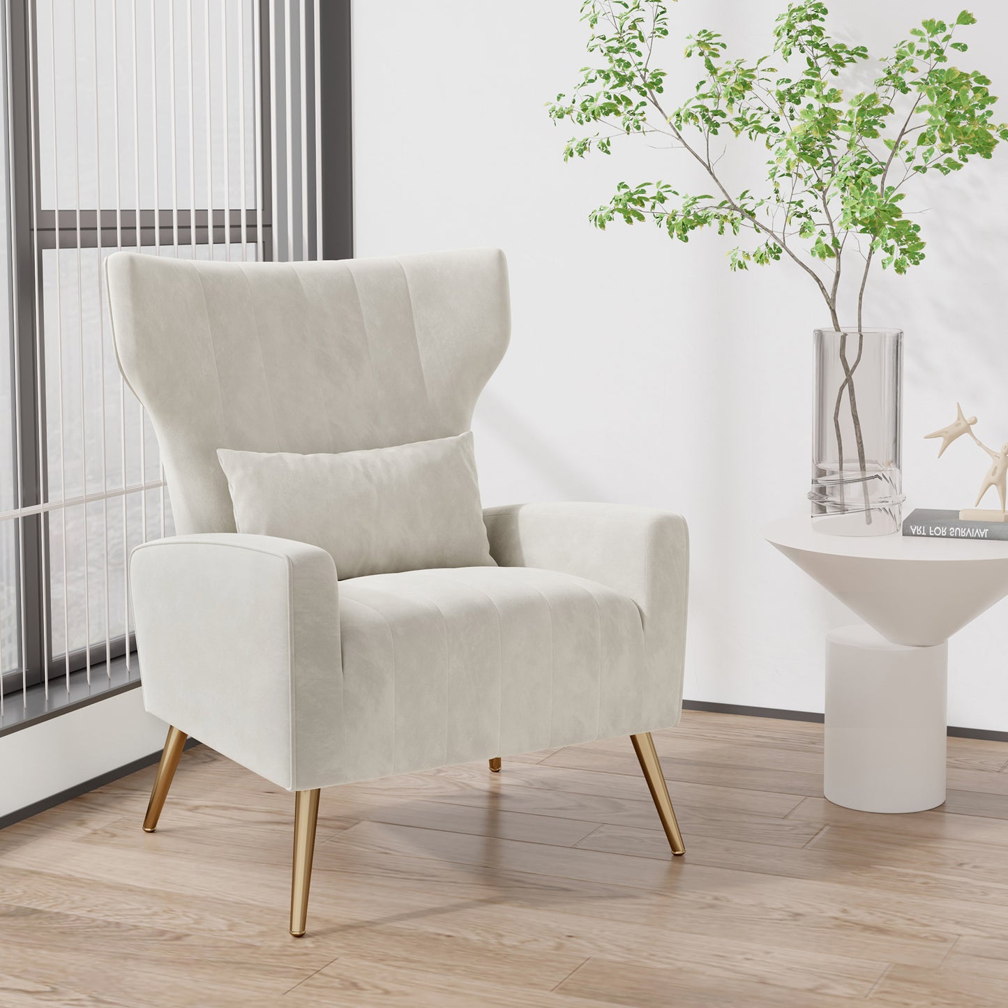Viva Élan Collection: The Élan Aurore Velvet Wingback Accent Chair
