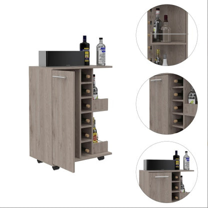 Light Oak 2-Shelf 6-Bottle Bar Cart | Viva
