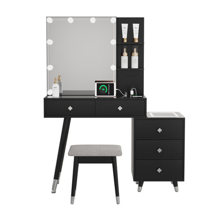 Viva Elite Luxe Dressing Table Set with LED Mirror - The Future of Opulent Organization