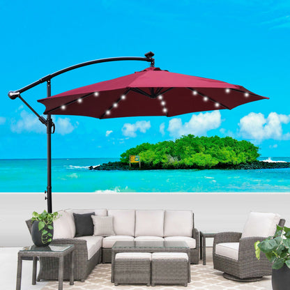 Viva Elite Solar LED Patio Umbrella - 10FT Market Umbrella with Lights