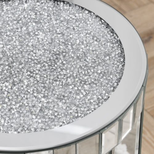 Crystal Inlaid Mirror Round Table – Elegance & Luxury for Your Space