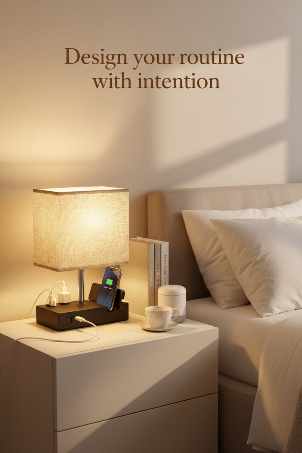 Viva Elite Smart Charging Bedside Lamp with Dual USB Ports