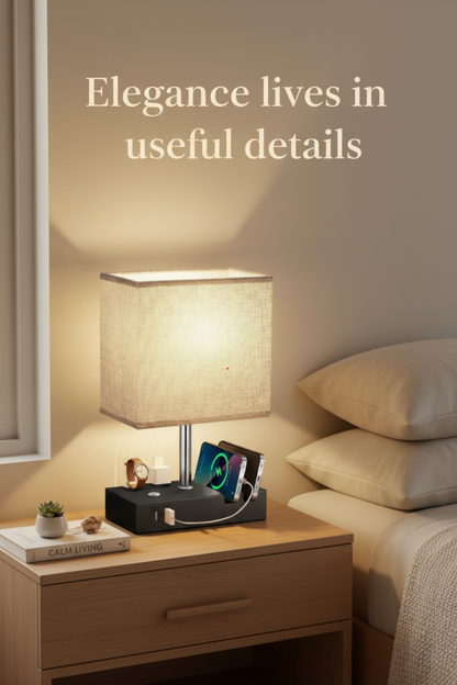 Viva Elite Smart Charging Bedside Lamp with Dual USB Ports
