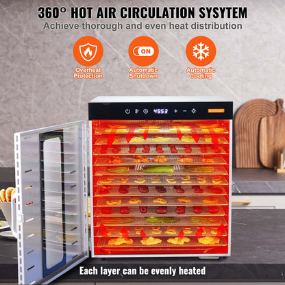 VEVOR 10-tray stainless steel food dehydrator