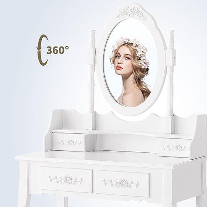 Viva Elite 4-Drawer Vanity Set with Oval Mirror Collection - The Future of Elegant Femininity