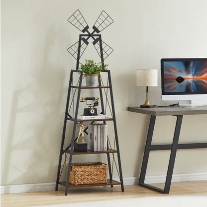 4-Tier Industrial Bookshelf with Metal Frame – Modern Bookcase & Display Shelf for Living Room & Home Office