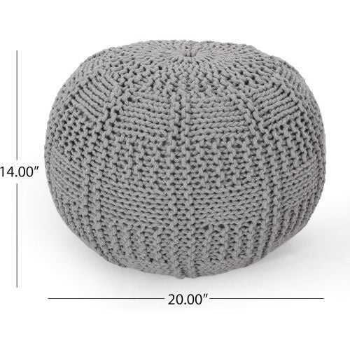 Viva Atelier Boreal Hand-Knitted Cotton Round Pouf