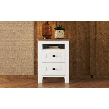 modern bedside table storage detail