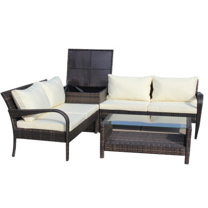 Brown 4-Piece Patio Sectional with Storage | Viva