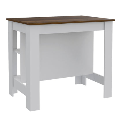 Rockaway 3-Shelf Kitchen Island White And Walnut
