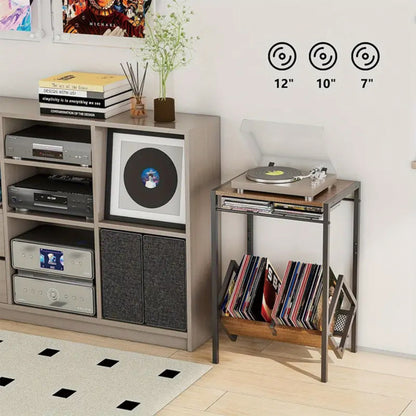 3-Tier Record Player Stand with Vinyl Storage | Viva