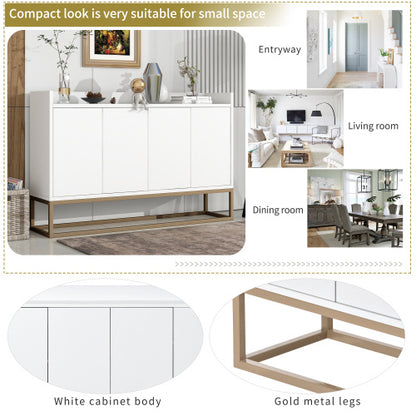 Modern White 4-Door Sideboard with Gold Legs | Viva