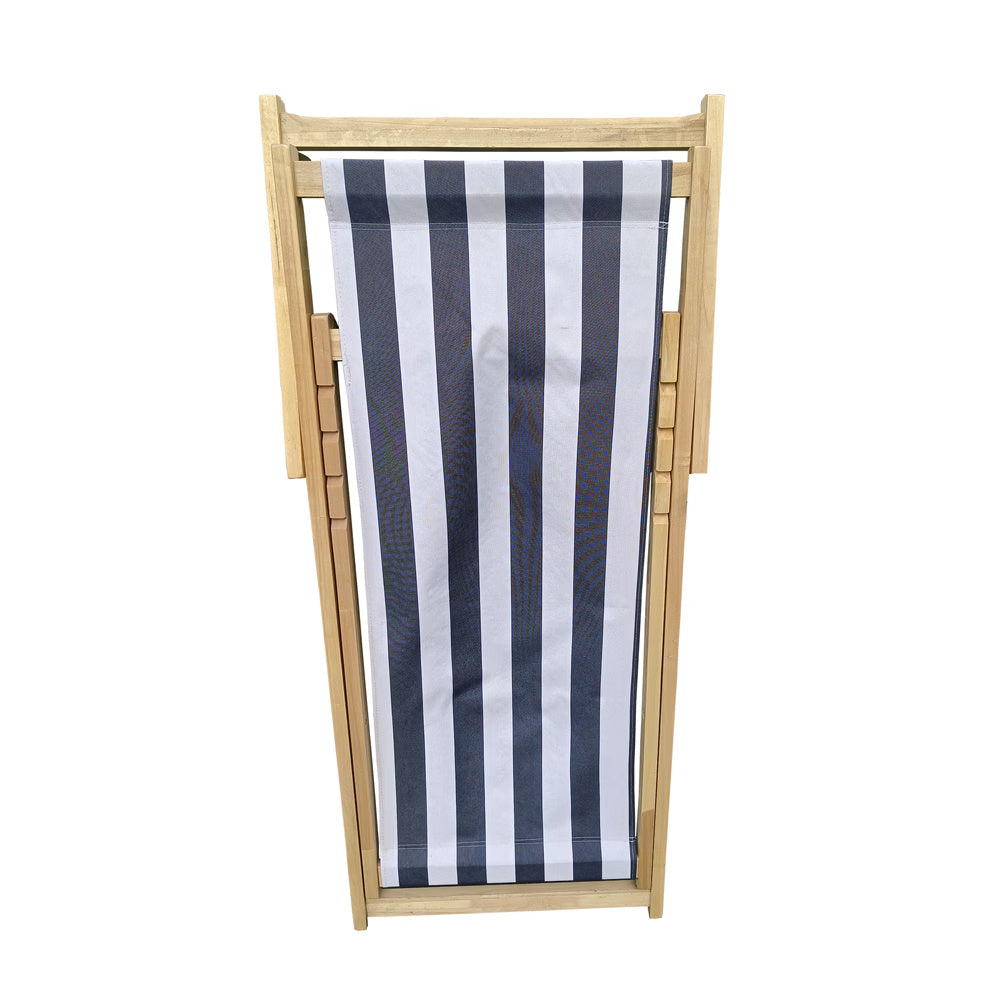 Populus Wood Sling Chair Blue Stripe Broad Blue Stripe  Dark Blue Folding Chaise Lounge Chair