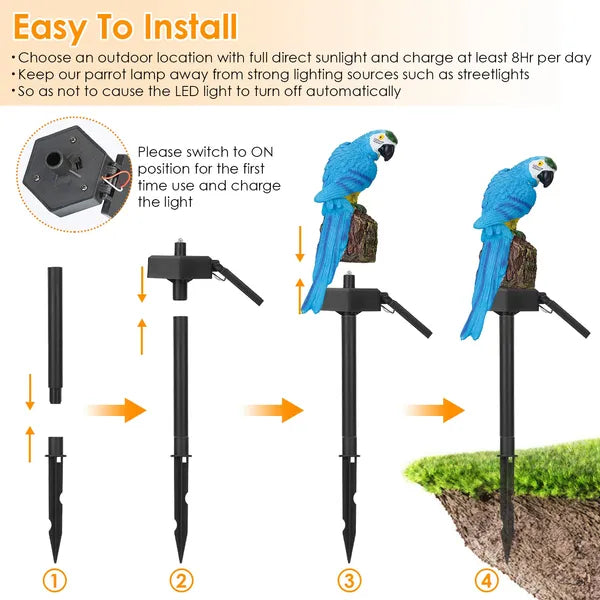 Viva Elite Solar Parrot Garden Light - Whimsical LED Landscape Sculpture