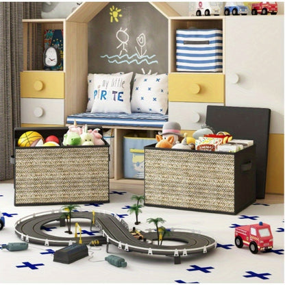 Viva Vanity Essentials – 4PCS Green Rattan Fabric Storage Bins with Lids