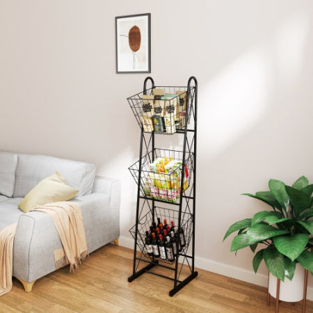 Viva Forma 3-Tier Kitchen Basket Rack – Organized Living with Elevated Charm