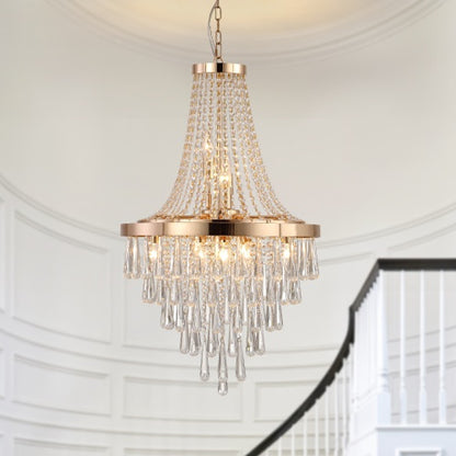 Golden Crystal Chandelier - Luxurious 5-Tier Modern Lighting for Elegant Interiors