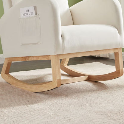 Viva Atelier Serenade Beige Velvet Rocking Chair with Organizer