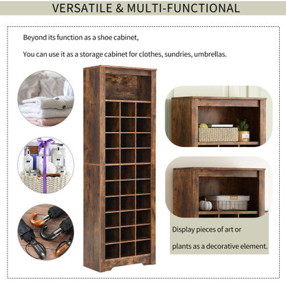 Rustic Brown Tall Shoe Cabinet Console | Viva