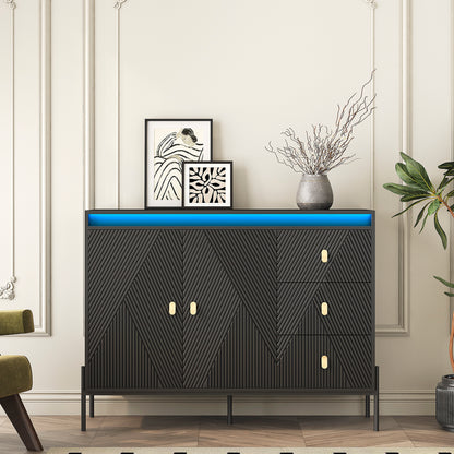 Viva Elite Fluted Sideboard Cabinet – Where Texture Meets Illumination