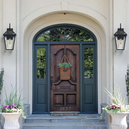 Viva Elite Outdoor Wall Lanterns - 2-Pack Waterproof Black Farmhouse Sconces