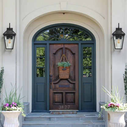 Viva Elite Outdoor Wall Lanterns - 2-Pack Waterproof Black Farmhouse Sconces