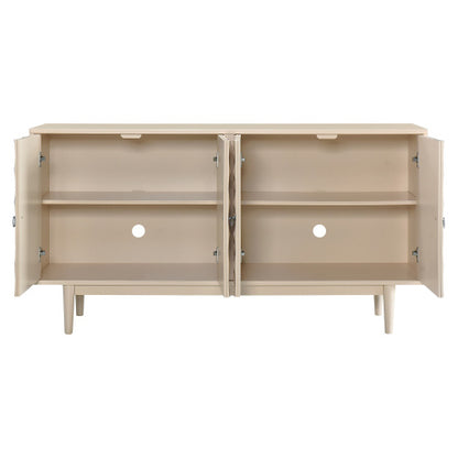 Modern 4-door Sideboard With Convex Doors And 2 Silver Handles For Living Room, Dining Room, Kitchen