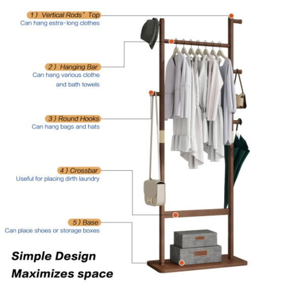Viva Elmwood Solid Wood Coat Rack Stand
