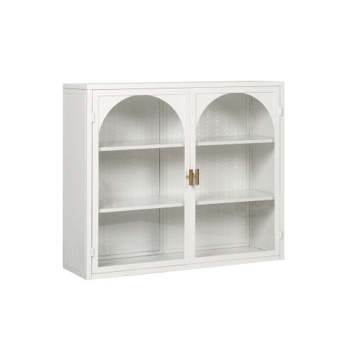 Viva Smart Storage Collection: Modern Two-Door Woven-Pattern Wall Cabinet