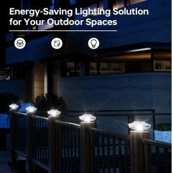 Viva Elite Solar Post Cap Lights – 6-Pack Cold White LED | Waterproof Garden Illumination