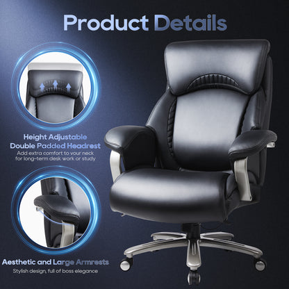 Black Big & Tall Office Chair with Adjustable Lumbar Support | Viva