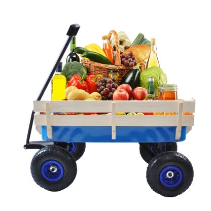 Heavy-Duty All-Terrain Wooden Wagon Cart – Perfect for Gardens, Yards & Outdoor Adventures