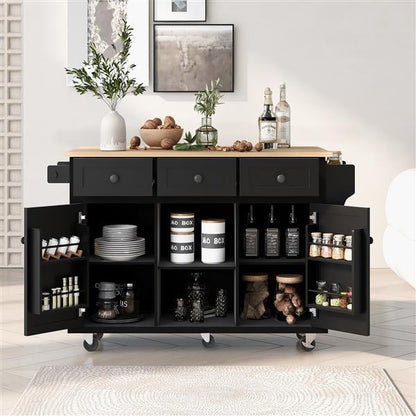 Viva Atelier Marais Flip-Top Rubberwood Kitchen Cart