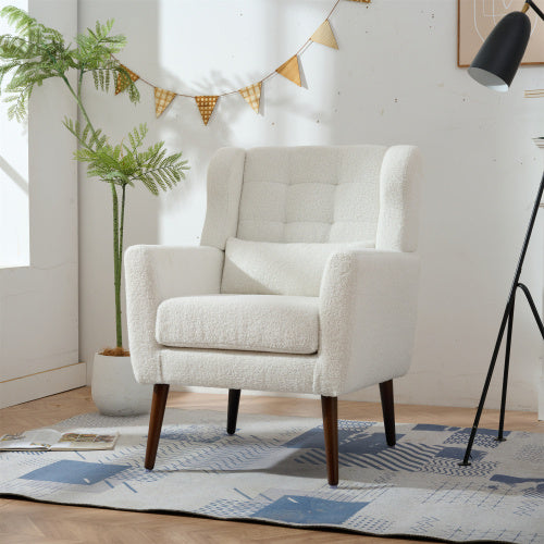 Viva Cozy Luxe Collection: Modern White Teddy Fabric Armchair