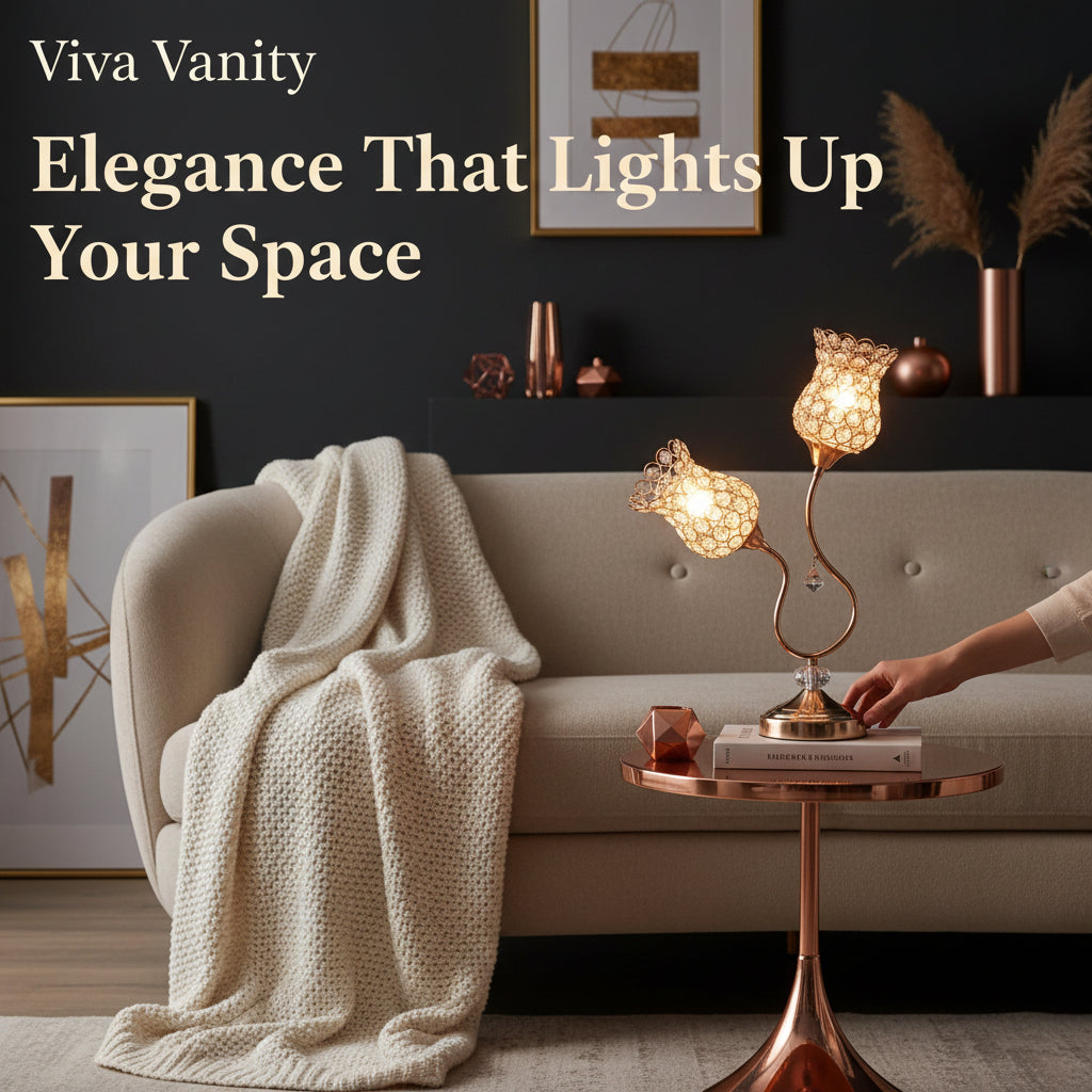 Viva Elite Floraison Rose Gold Table Lamp - Vintage Floral Artistry