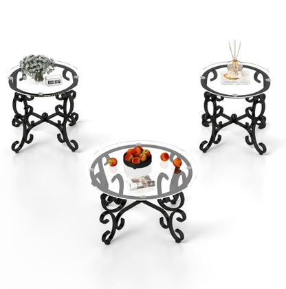 Viva Lume 3-Piece Glass Coffee Table Set – A Modern Reflection of Urban Grace
