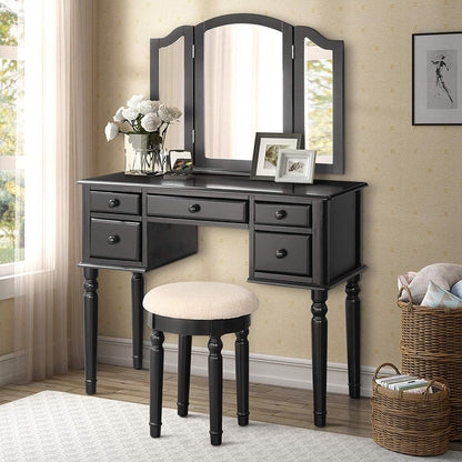 Viva Elite 5-Drawer Vanity Set with Mirror & Stool Collection - The Future of Complete Beauty
