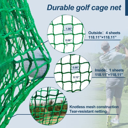 10x10x10ft Golf Practice Net Cage w/ Metal Frame & Hitting Net Kit – Indoor & Outdoor