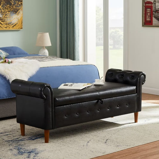 Viva Nexus Black Multifunctional Storage Rectangular Sofa Stool