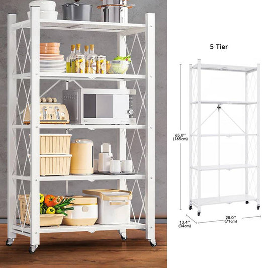 Viva Essentials Collection: 5-Tier Foldable Metal Organizer Shelves