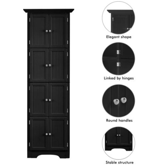 Viva Atelier Summit High Storage Cabinet with Doors and 4 Shelves