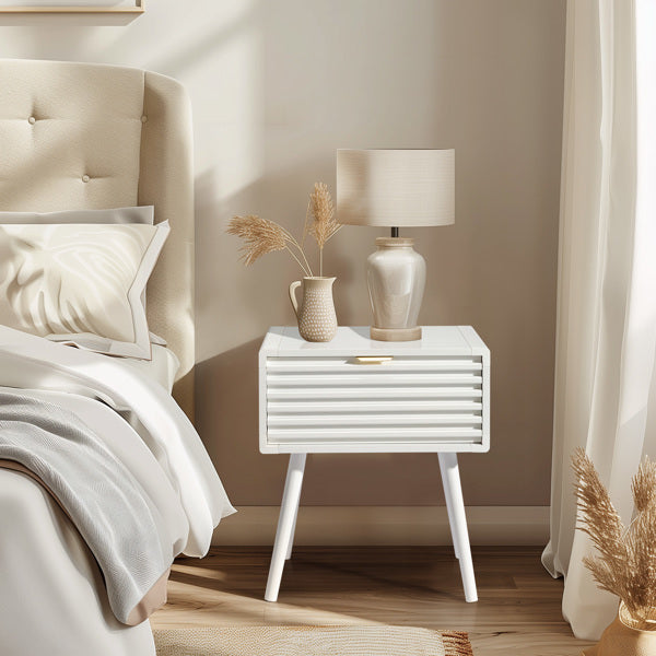 White Single-Drawer Nightstand | Viva Elite