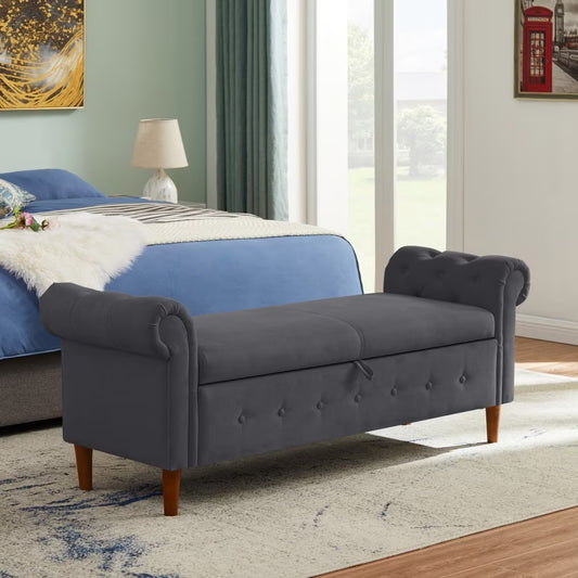Viva Haven Dark Gray Multifunctional Storage Sofa Stool
